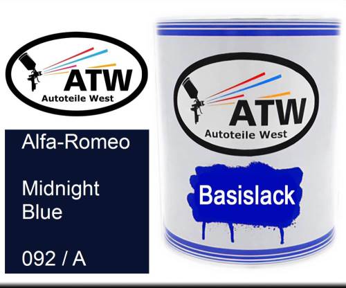 Alfa-Romeo, Midnight Blue, 092 / A: 1L Lackdose, von ATW Autoteile West.